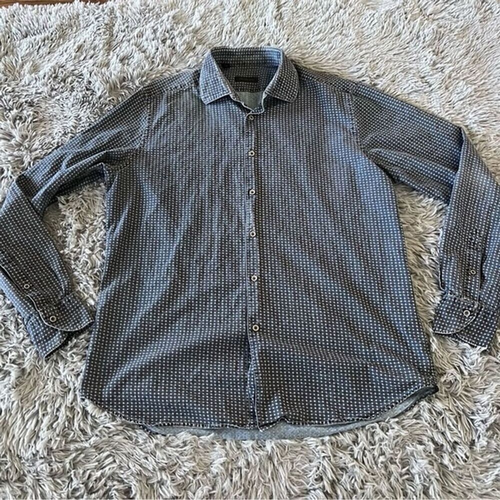 Saks Fifth Avenue Cotton Button Down Casual Collared Long Sleeve Shirt Geometric